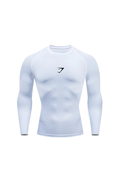 Remnant Gymshark Beyaz / Siyah Uzun Kollu Compression