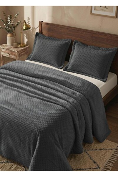 ALTINPAMUK Suede Double Bedspread 260X240 Anthracite