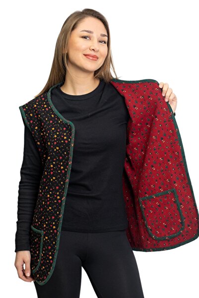 Eliş Şile Bezi Sleeveless Virgin Mary Double-Sided Pocketed Flannel Winter Ve...