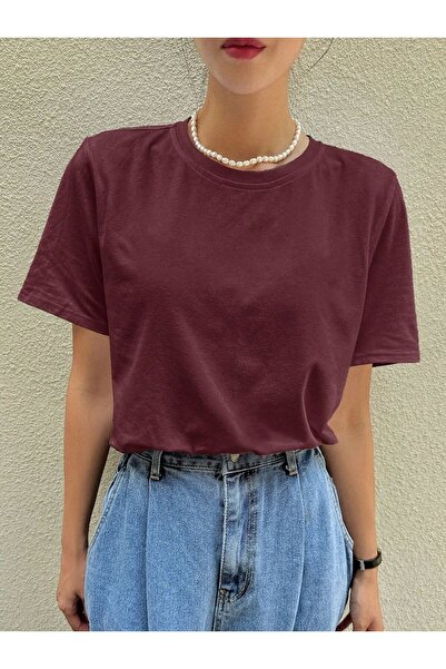 Mormido Women's Basic Oversized T-Shirt Crew Neck Tok Fabric Daily Office Use