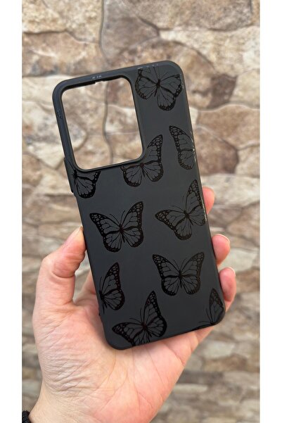 Vip Case Vivo Y35 Compatible Black Butterfly Patterned Silicone Shock-Absorbi...
