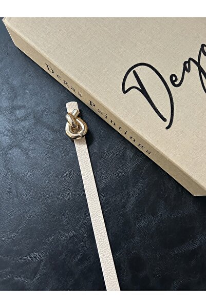 LİA KEMER Journey Interlocking Ring Pattern Faux Leather Women's Gold Buckle ...