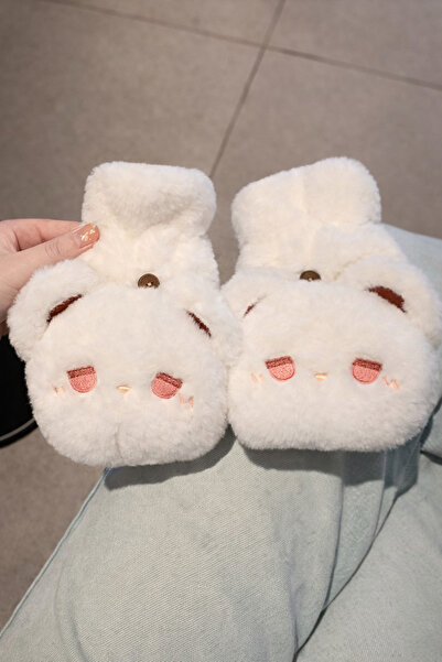 MD Moda Accessories قفازات قطيفة بدون أصابع مع شكل دمية دب لطيفة |   قفازات ش...