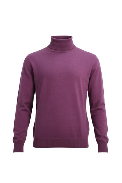 Uki Açık Mürdüm Yarım Balıkçı Triko Kazak