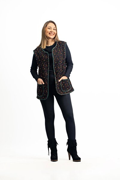 Eliş Şile Bezi Sleeveless Virgin Mary Double-Sided Pocketed Flannel Winter Ve...