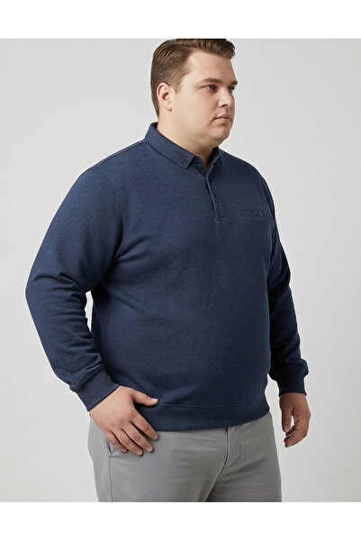 balkonda Men's Sweatshirt Polo Neck Buttoned Thessaloniki Woven Oversized Plu...