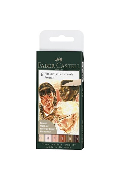 Faber Castell Set of 6 Pitt Artist Markers, Portrait, Skin Color, Faber-Castell