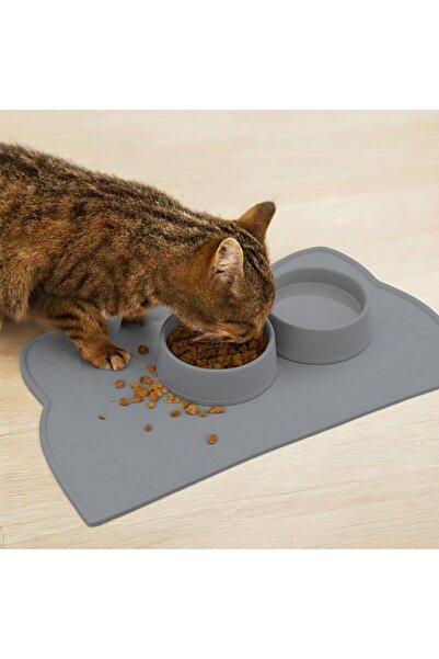 %100 Silikon Kaymaz Kedi Mama Matı (42x28 cm)