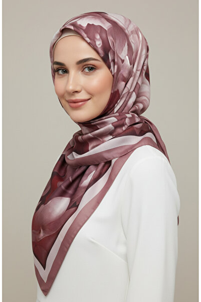 sefamerve Çiçek Desenli Şal 1015-05 Gül Kurusu