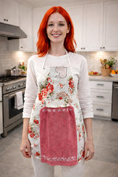 ÇIQRIK HOME Önü Havlulu Sıvı Geçirmez Kumaş Mutfak Önlüğü