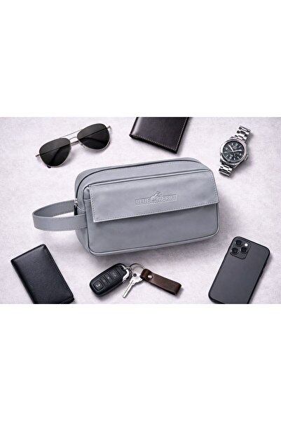 Blue Burry Premium Men’s Leather Handbag & Toiletry Organizer with Flap Pocke...