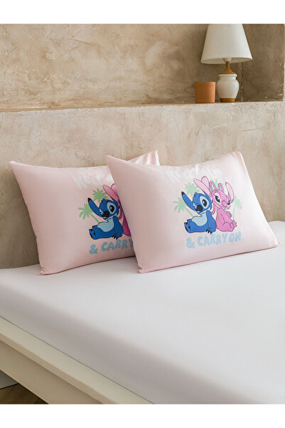LC Waikiki Pink Lilo and Stitch Printed Pillowcases 2-Pack 50X70 cm 100% Cotton