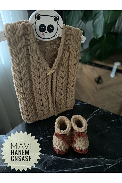 Bebek Yelek Patik Set/El Örgüsü 2’li Hediyelik set