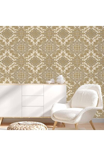 ashomedesign.ro Tapet Vinil Superlavabil, Model Damasc, Crem, UV, Ignifug, Ro...