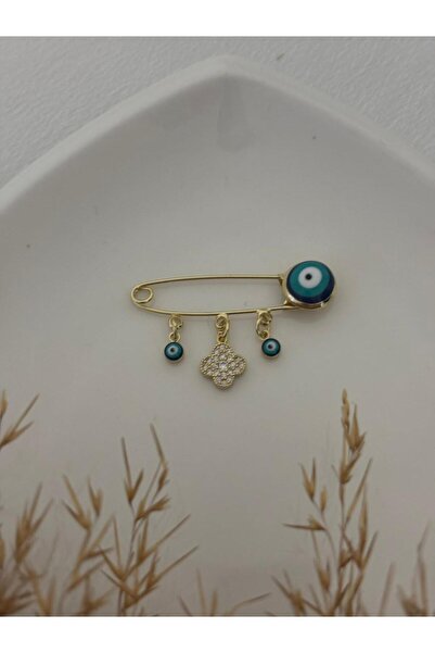 BIJUTERI Nazar Boncuklu Figür Detaylı Yaka İğnesi / Broş