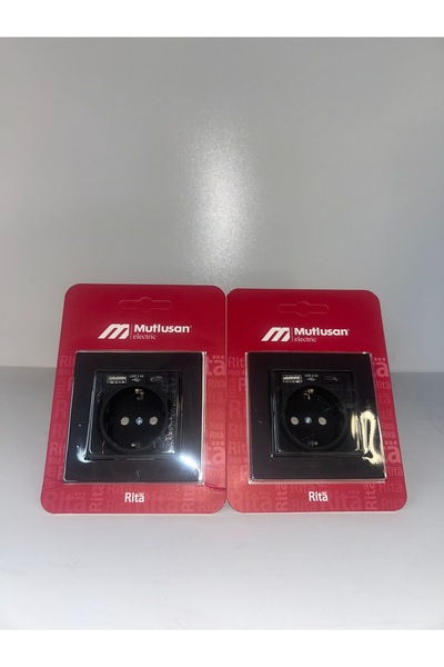 Mutlusan Usb+Type-c’li Topraklı Priz Siyah (2 adet)