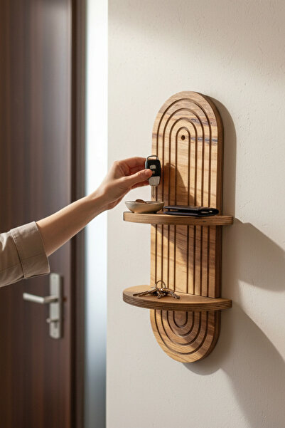 MONTETOYS Çift Raflı Kayın Ahşap Duvar Rafı Doğal Ahşap Dekoratif ve Premium ...