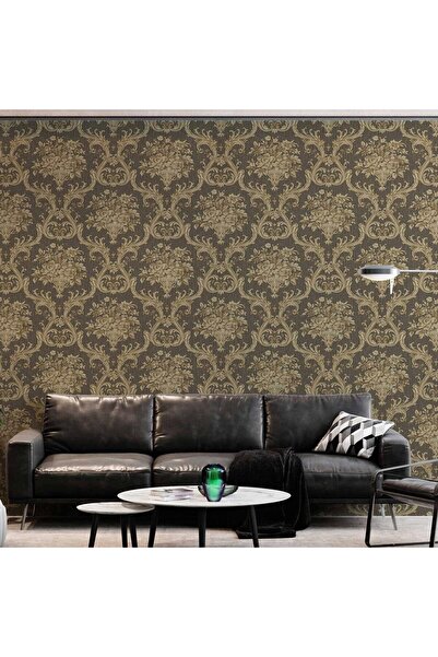 Adawall Super Washable Vinyl Wallpaper, Classic Damask Pattern, Brown, UV, , ...
