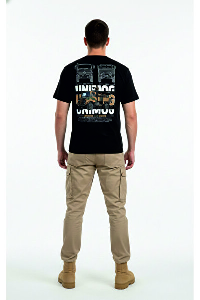Freeyez T-SHIRT BASKILI SİYAH ASKERİ UNIMOG