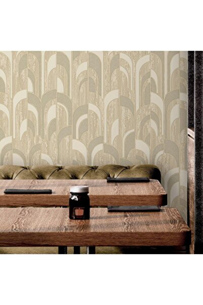 Adawall Tapet Vinil Superlavabil, Model Abstract, Bej-verde, UV, , Ignifug, R...