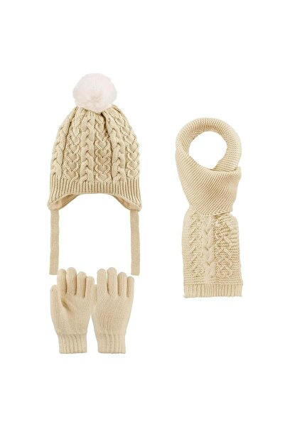 Kitti 4-8 Years Old Girl's Scarf, Beanie, Gloves, Fleece Inside, 3-Piece Set ...