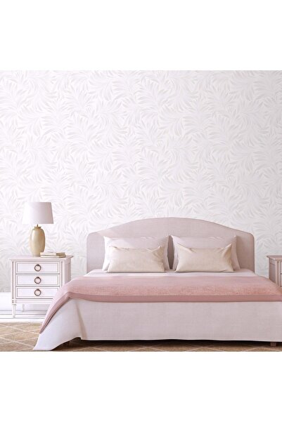 Adawall Super Washable Vinyl Wallpaper, Tropical Leaves Pattern, Pearl White,...