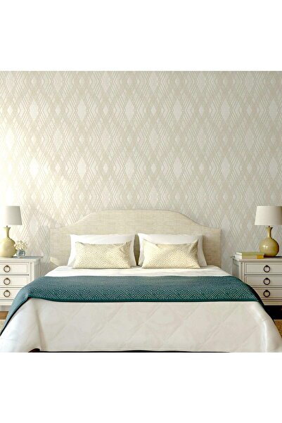 Adawall Super Washable Vinyl Wallpaper, Geometric Pattern, White-gold, UV, , ...