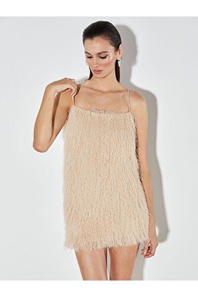 LC Waikiki Square Neck Strap Knit Mini Dress