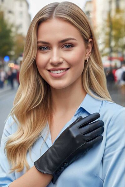 Mood Agenda Women's Premium Three Button Vegan Leather Gloves