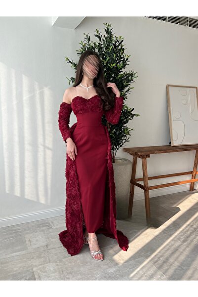 TOP BERLANTY "Royal evening dress, burgundy, Barbie-style floral fabric"