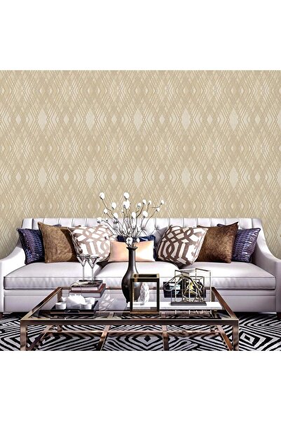 ashomedesign.ro Tapet Vinil Superlavabil, Model Geometric, Bej, UV, Ignifug, ...