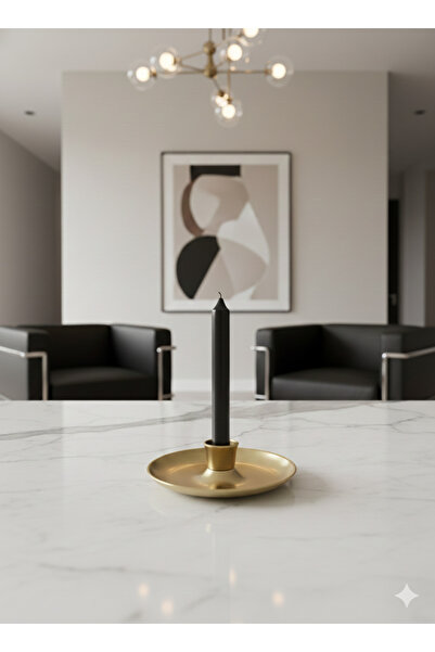 Atölye Asya Mat Pirinç Gold Modern Şamdan - Dekoratif Lüks Mumluk