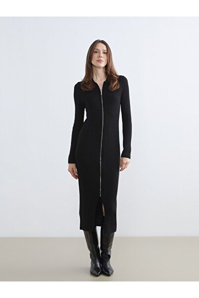 LC Waikiki Polo Neck Ribbed Knitwear Dress