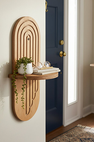 MONTETOYS Decorative Beech Wood Wall Shelf Natural Wood, Modern and Premium D...