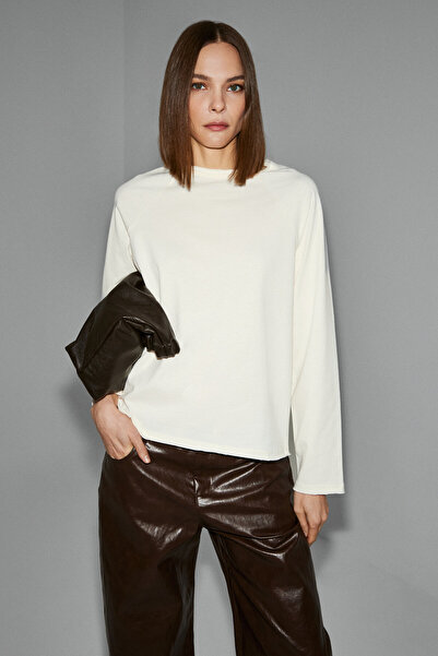 GRIMELANGE Kissora Women's Organic Cotton Round Neck Raglan Sleeve Long Sleev...