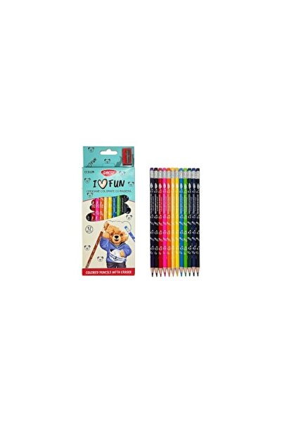 Daco Set of 12 Colored Pencils with Eraser, CC312r, Multicolor