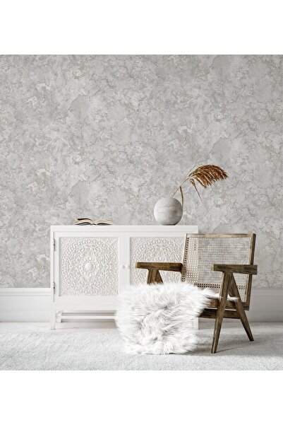 Adawall Super Washable Vinyl Wallpaper, Stucco Pattern, Silver Grey, UV, , Fi...