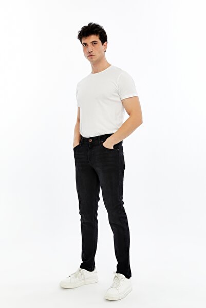 Slim Fit (Dar Kesim) Puslu Lacivert Erkek Kot Pantolon – Pamuk Viskon Karışımlı, Yumuşak Dokulu