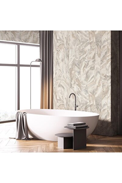 Adawall Super Washable Vinyl Wallpaper, Marble Pattern, Gray, UV, , Fire Reta...