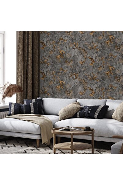 ashomedesign.ro Super Washable Vinyl Wallpaper, Stucco Pattern, Dark Gray wit...