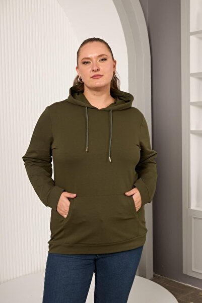 RMG Hooded Large Size Khaki Sweatshirt