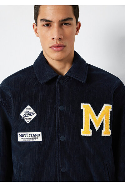 Mavi Navy Blue Jacket with Embroidery Detail 0110765