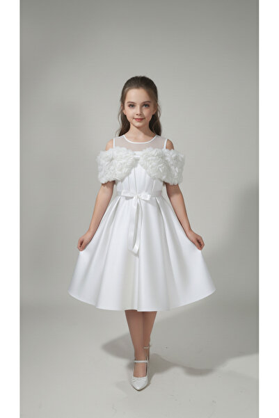 melek golden Girl's Floral Detailed Evening Dress – Stylish Design for Specia...