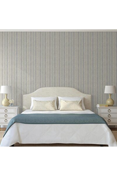 ashomedesign.ro Super Washable Vinyl Wallpaper, Stripes Pattern, Light Grey, ...