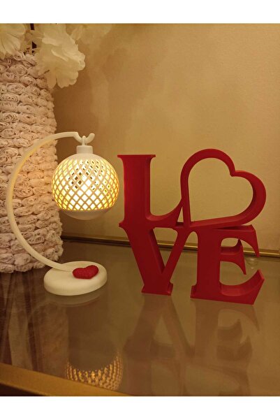 smilechild White Lantern with Led Lighting 17 cm and Love 15 cm Valentine's D...