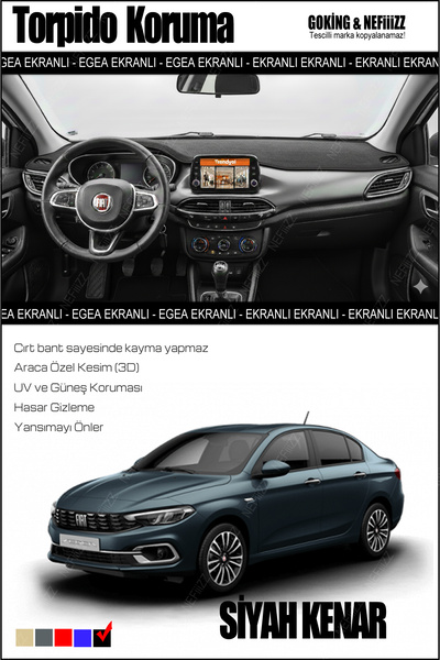 NEFİİİZZ Fiat Egea Torpido Koruyucu – Tablet Ekranlı Sedan Modellerle Uyumlu ...