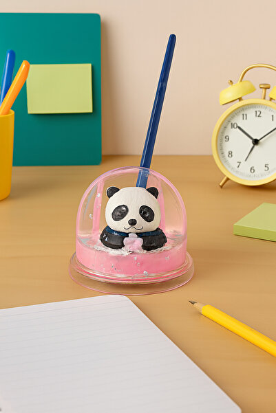 Livava Panda Mini Water Pen Holder, Decorative Desktop Accessory with Snow Gl...