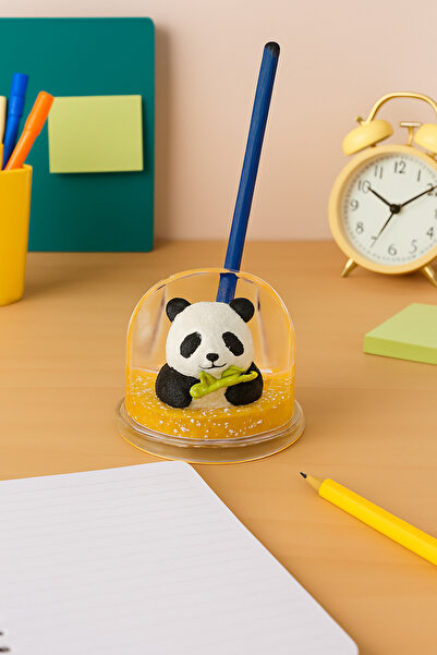Livava Panda Mini Water Pen Holder, Decorative Desktop Accessory with Snow Gl...