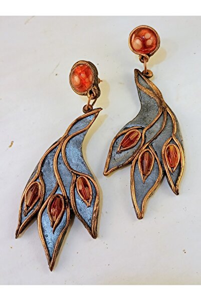 INDRANI HANDMADE Handmade Peacock Statement Earrings with Glass Beads – 9 cm