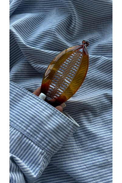 YOYYO Large Size Acetate Banana Hair Clip – Amber Turtle Pattern Strong Hold ...